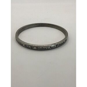 Camco Silver Tone Engraved Bangle Bracelet "Sisters Are Friends"